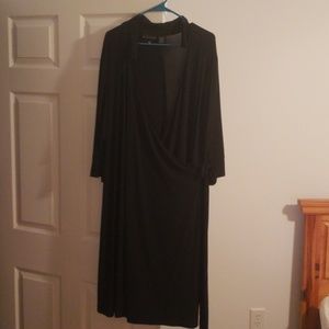 Black slinky material wrap dress